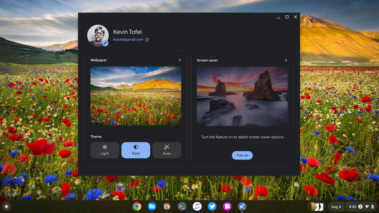 ChromeOS screen saver option