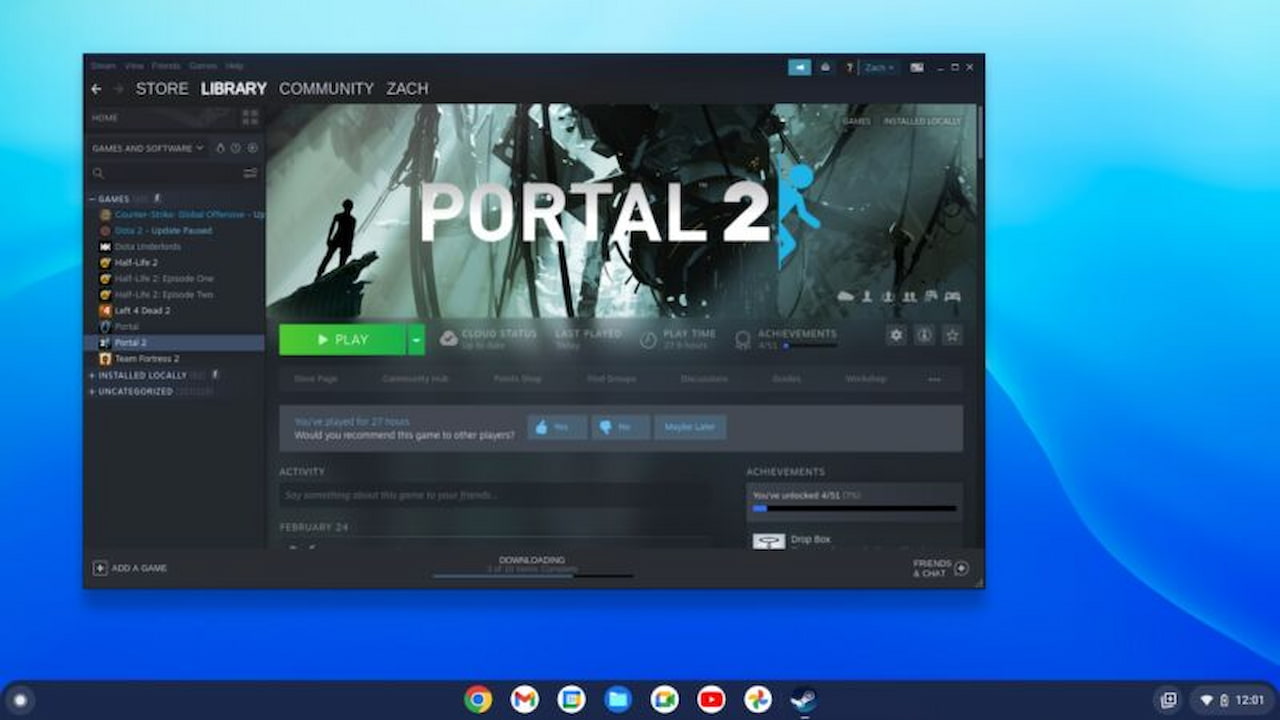 Steam gaming on Chromebook ChromeOS