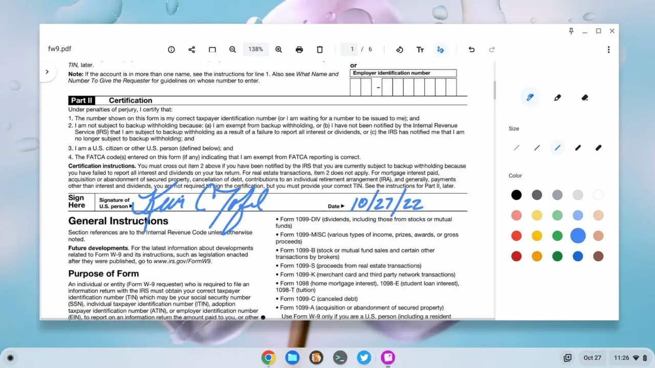 Add ink to PDF on Chromebook