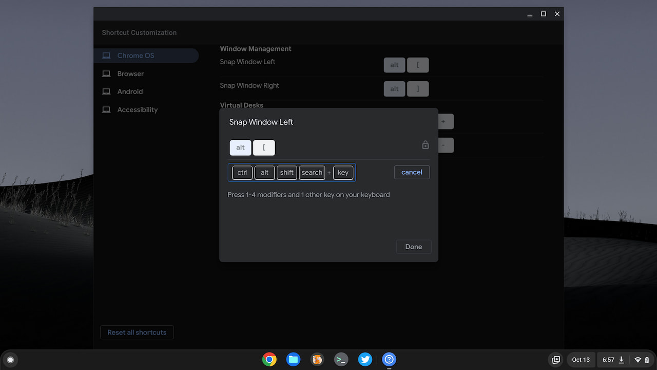 ChromeOS 106 change keyboard shortcut on Chromebooks