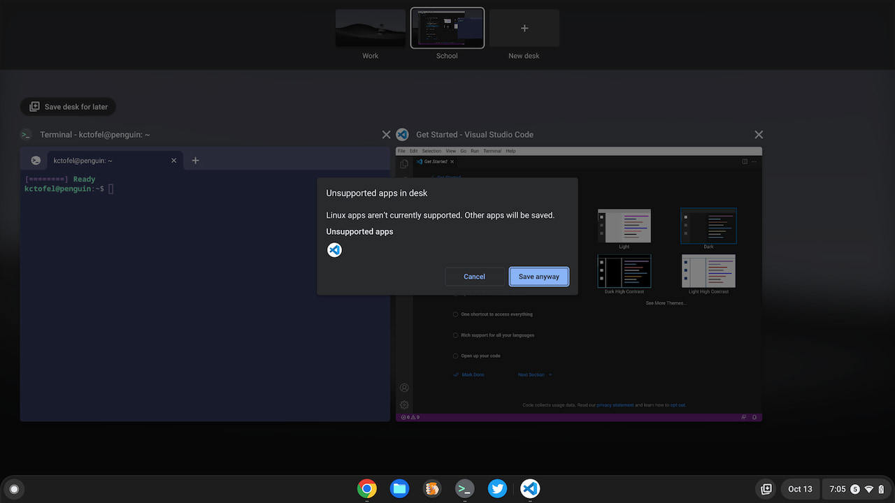 ChromeOS 106 on Chromebooks not saving Linux apps in Virtual Desk
