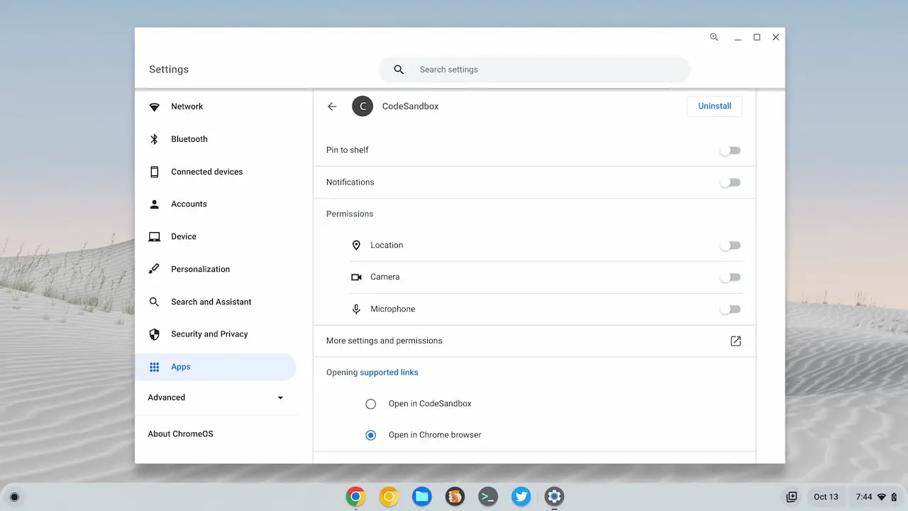ChromeOS 106 app settings on Chromebooks