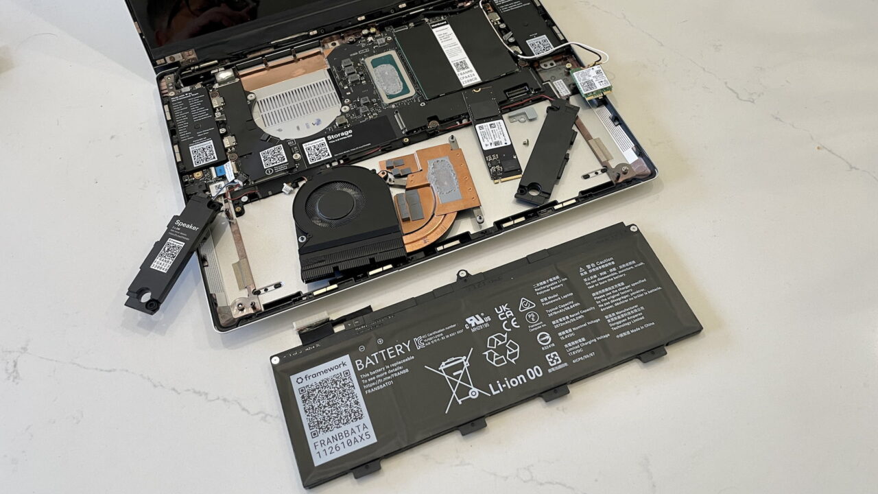 Framework Chromebook review unit taken apart