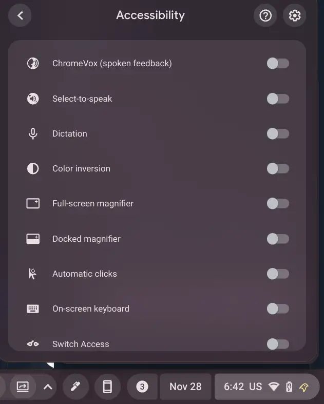Material You for Chromebook Accessibility options in ChromeOS 101
