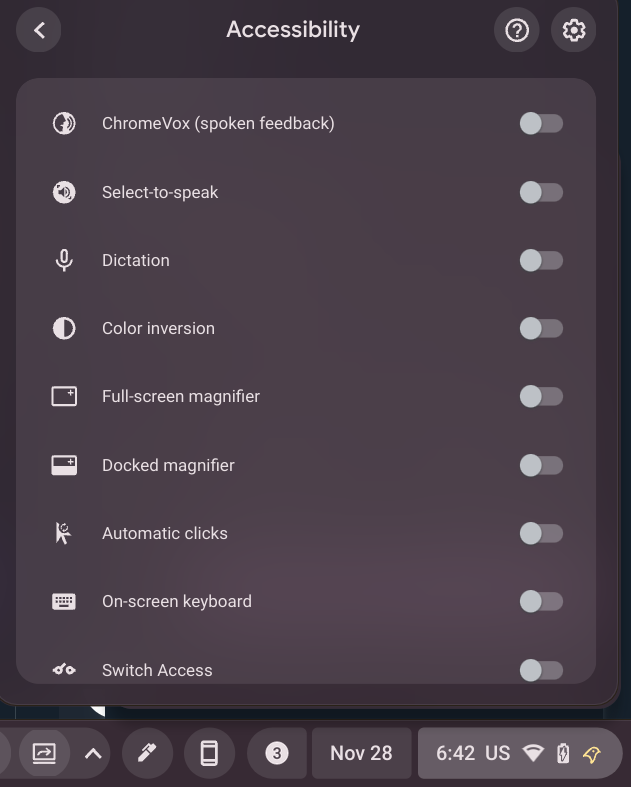 Material You for Chromebook Accessibility options in ChromeOS 101