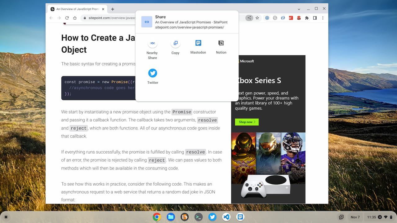 ChromeOS Sharing Hub