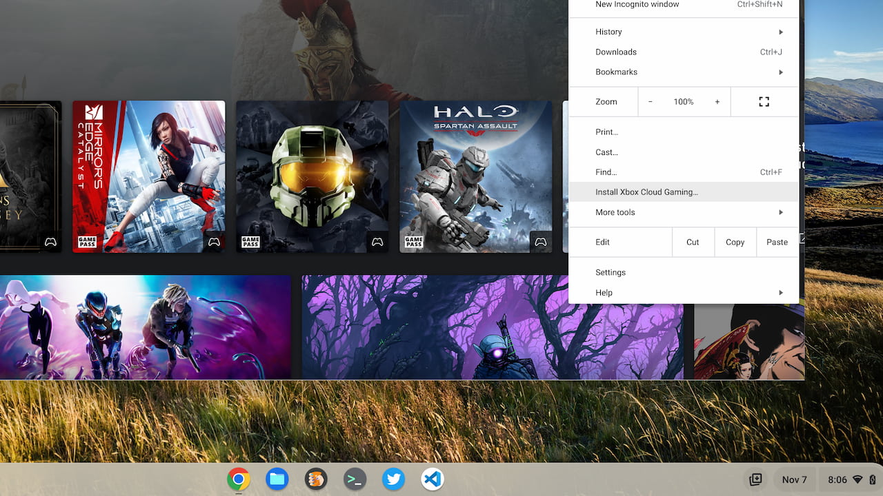 Chromebook cloud gaming PWA installation for Xbox