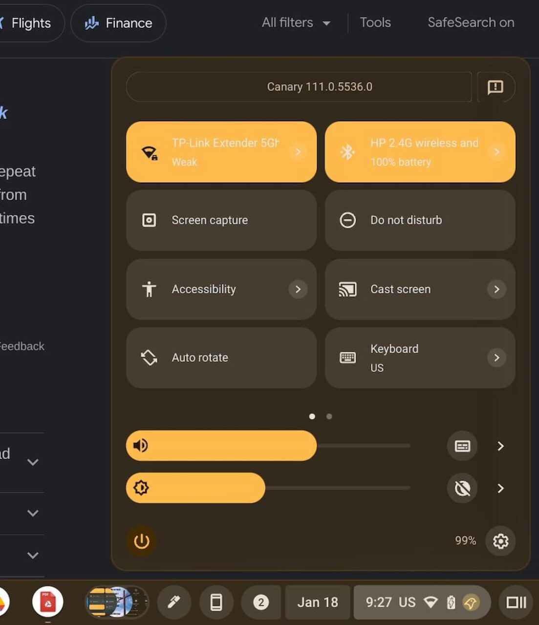 Material You for Chromebooks Quick Settings controls