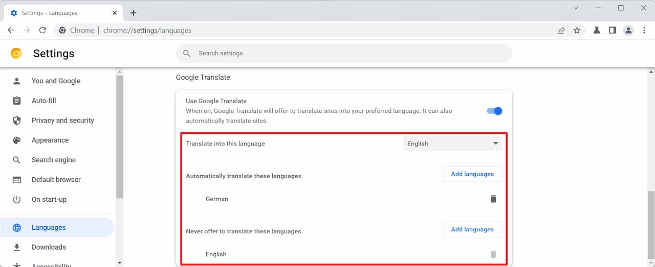 Chrome 110 release adds language translation controls