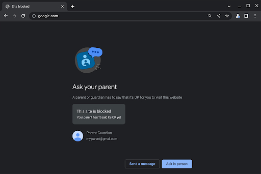ChromeOS 110 website unblock in Family Link