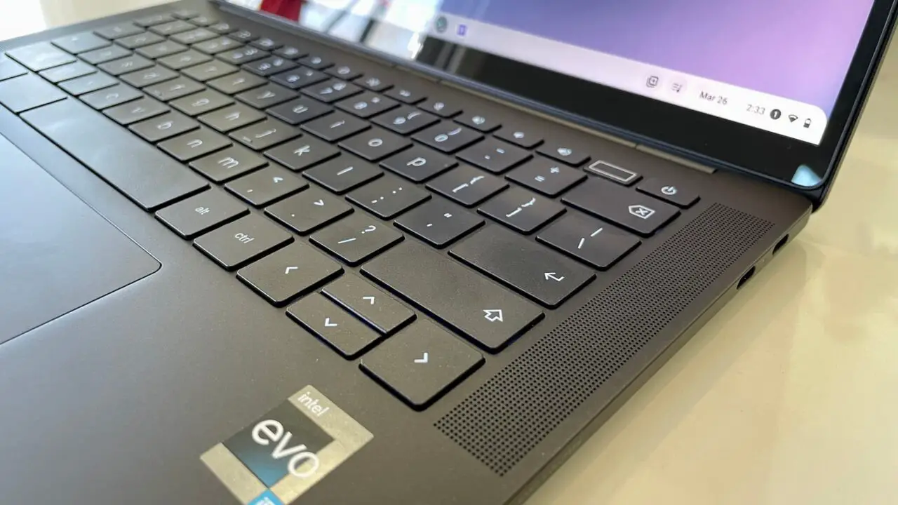 The fingerprint sensor and quad speakers are premium on this HP Chromebook