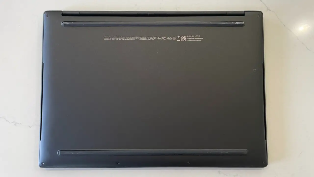 HP Dragonfly Pro Chromebook under the chassis