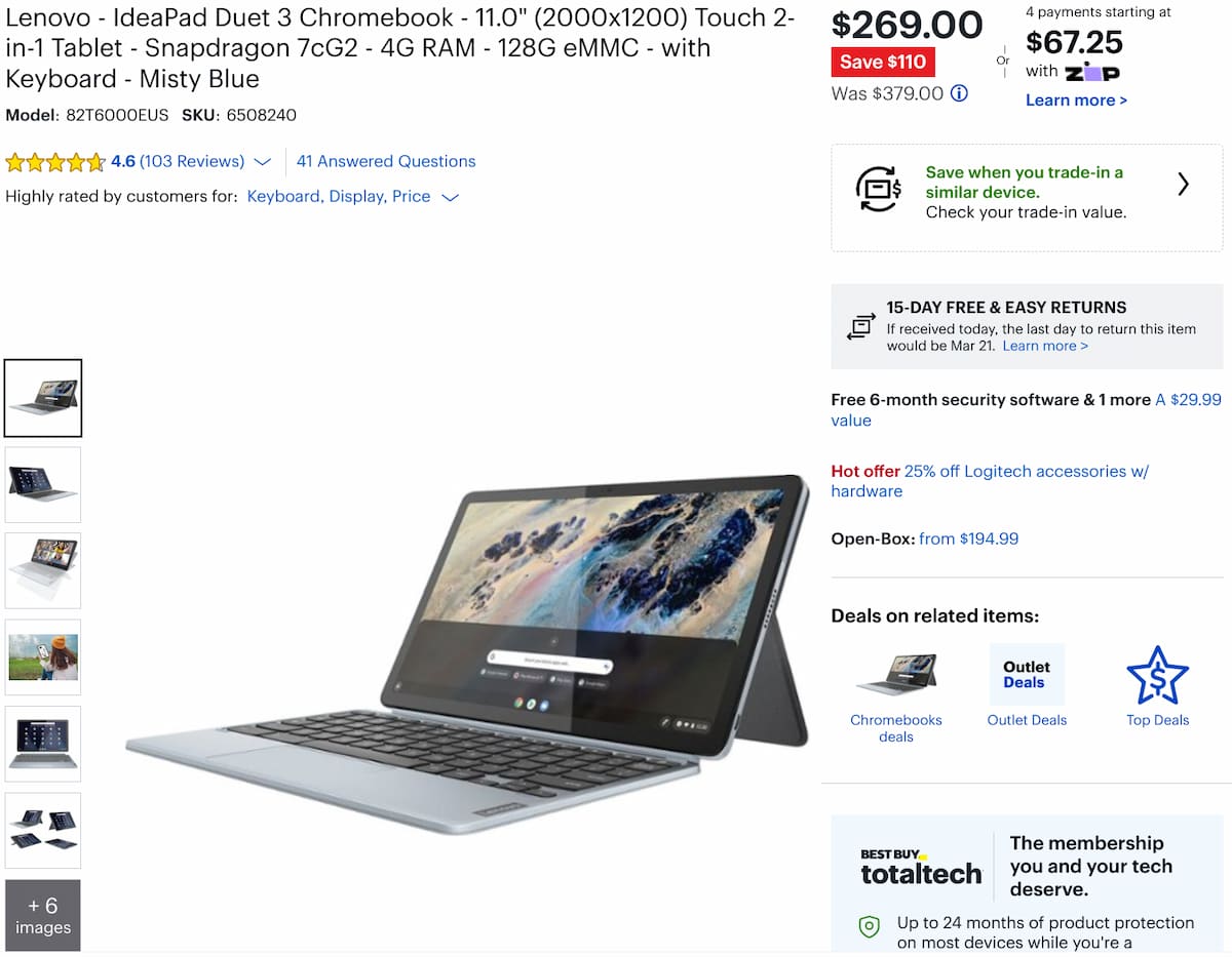 Lenovo Chromebook Duet 3 on sale