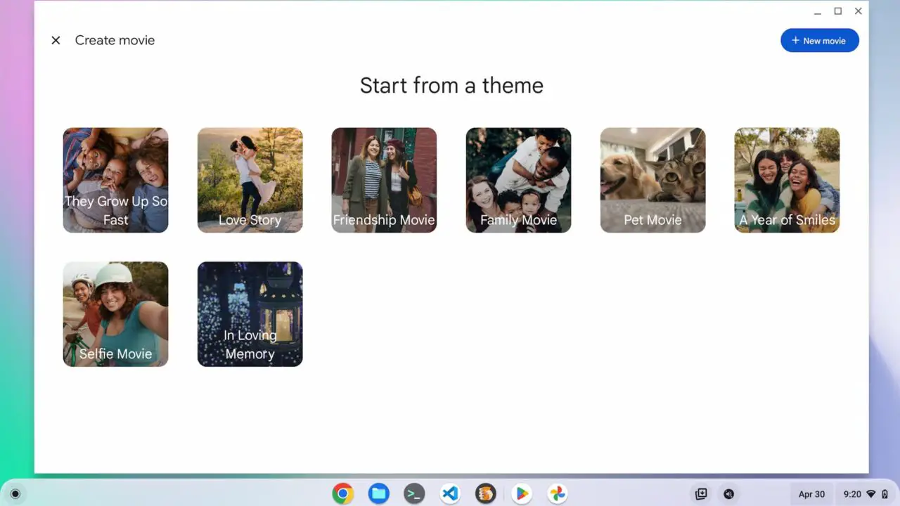 Starting with the Google Photos video editor on a Chromebook