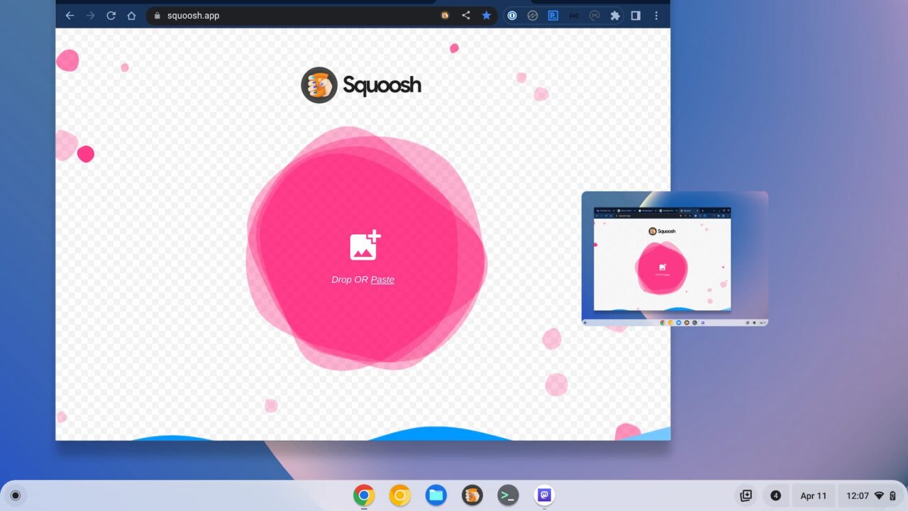 ChromeOS 112 release image drag and drop from notification
