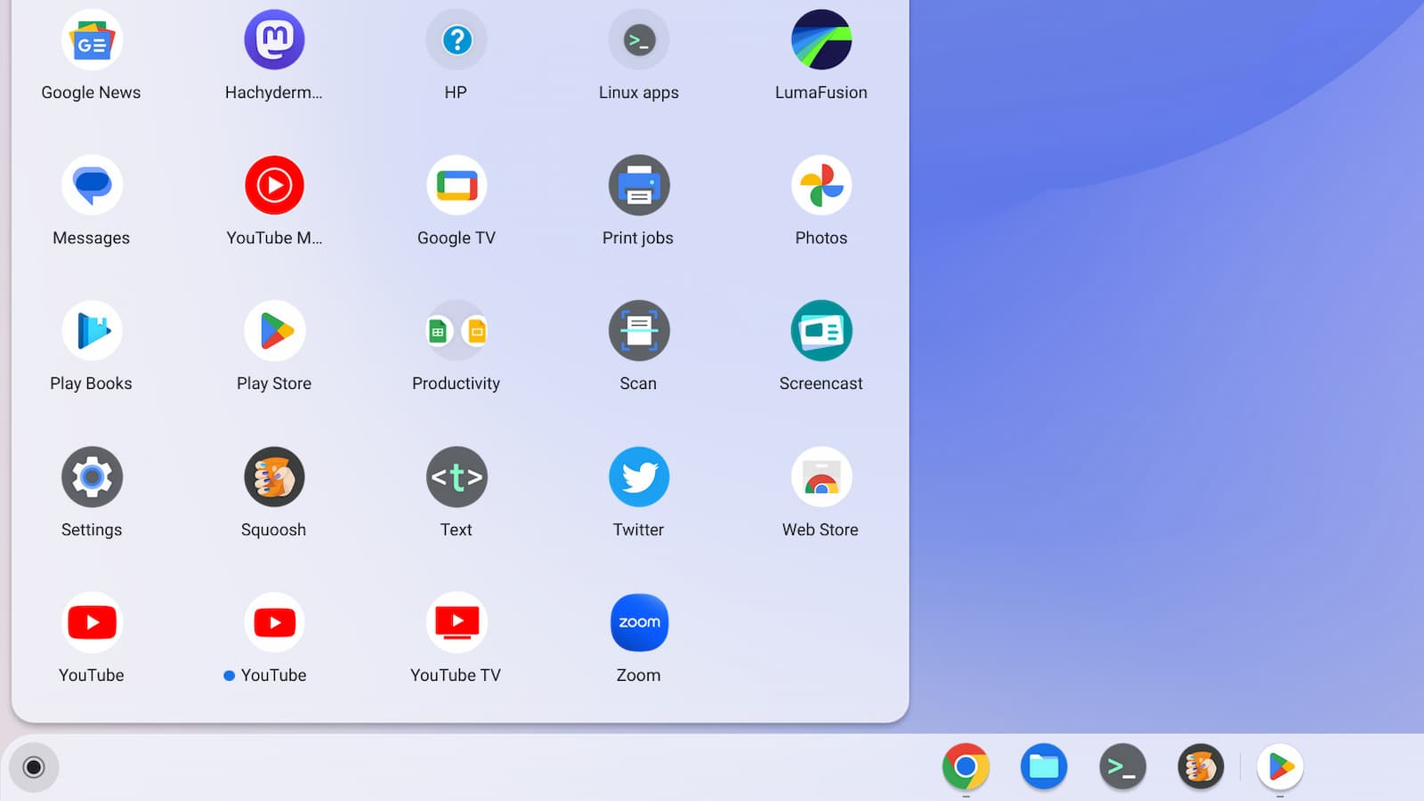 Two ChromeOS apps for YouTube one is a web app and one is Android app