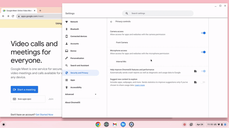 New ChromeOS privacy controls coming to Chromebooks example