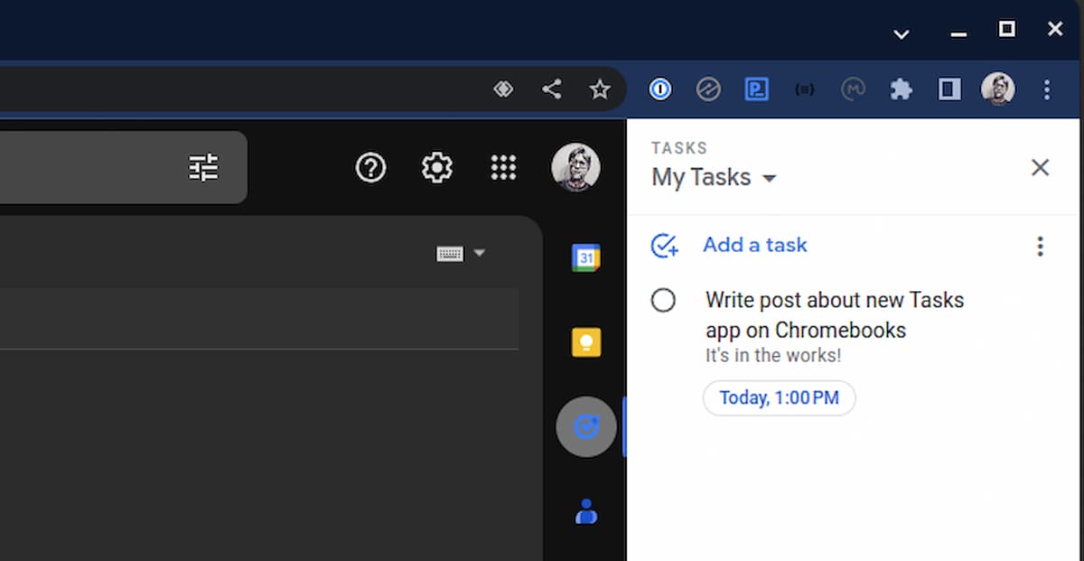 Google Tasks app on Chromebooks
