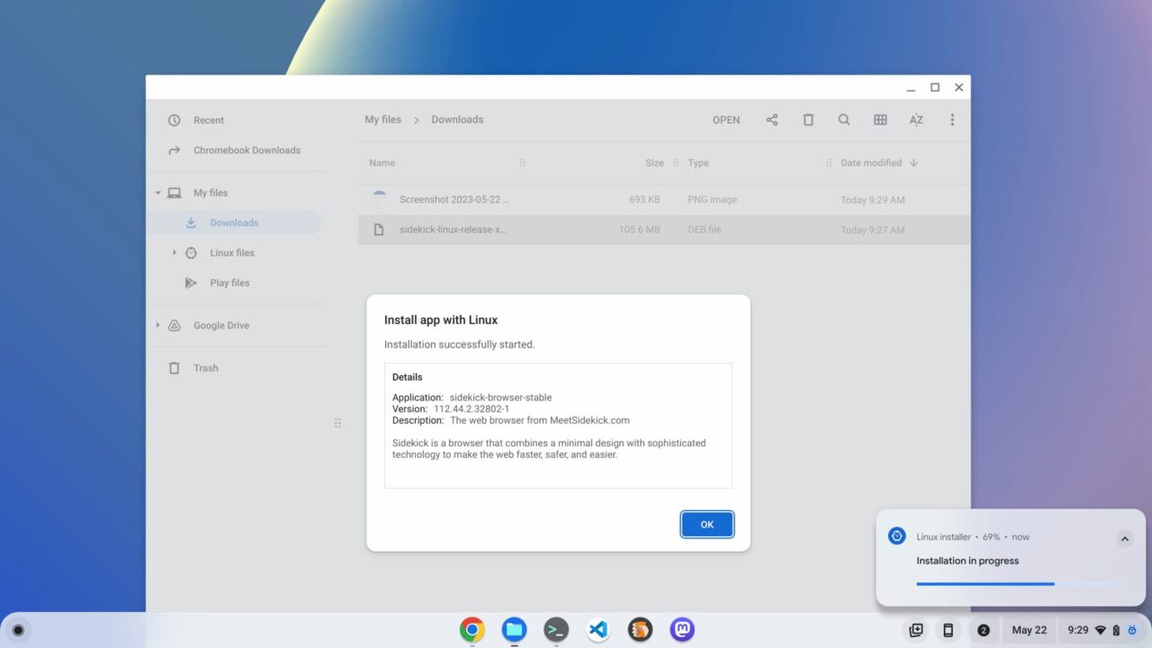 Install Sidekick on a Chromebook