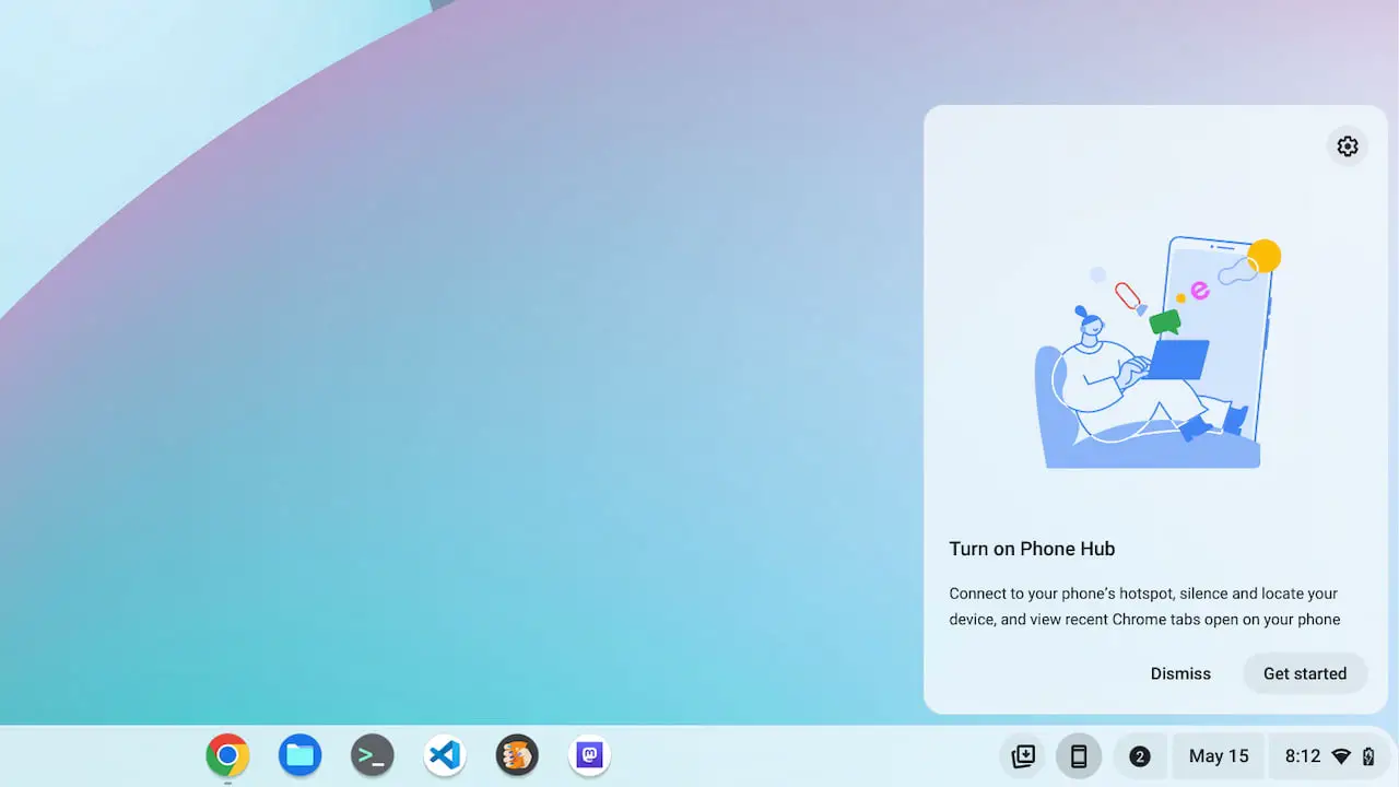 Android app streaming on Chromebooks uses the Phone Hub