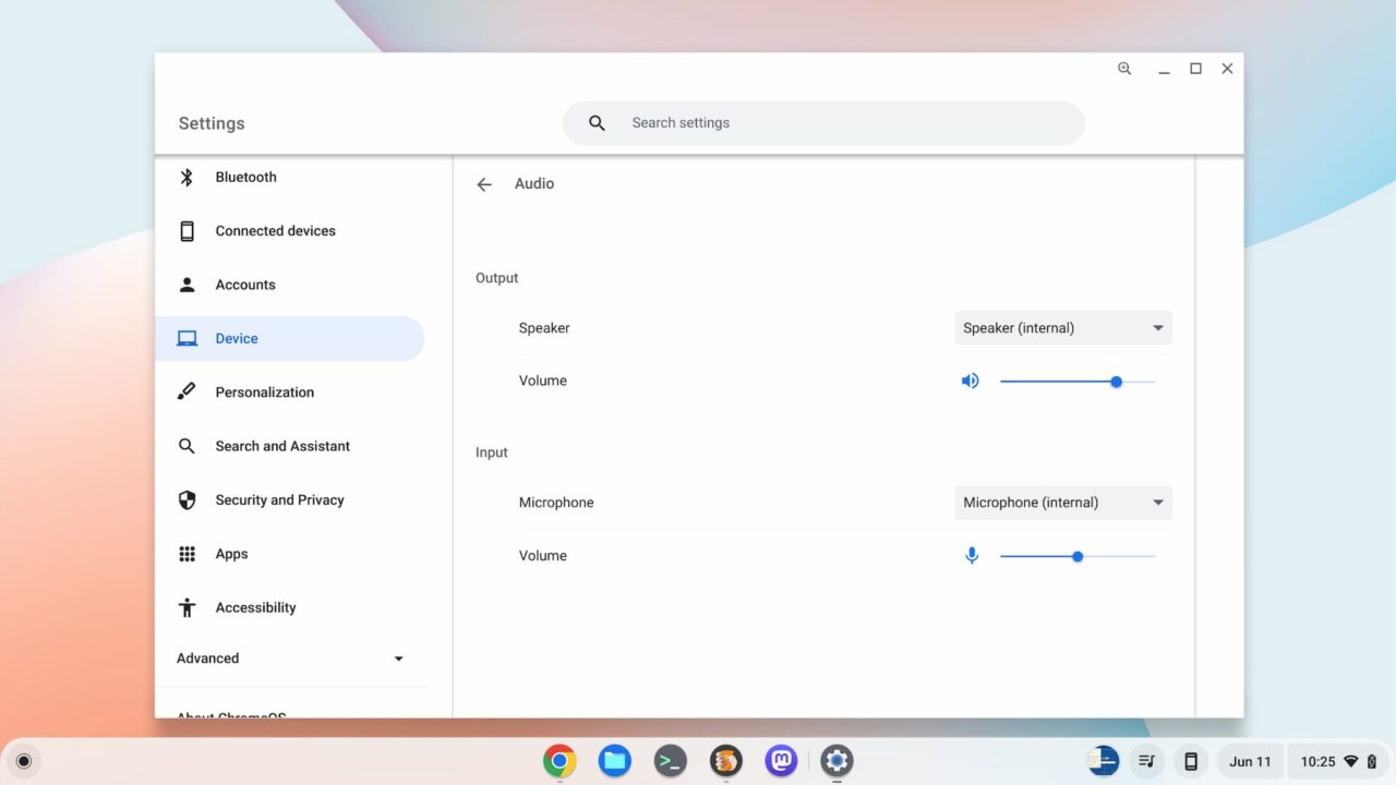 The ChromeOS 114 releaes brings Audio controls to Chromebook Settings
