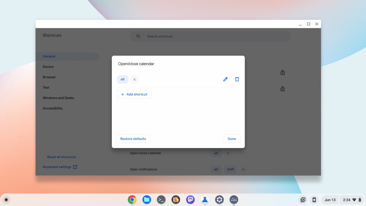 For now keyboard shortcut customization is one of the hidden ChromeOS features.