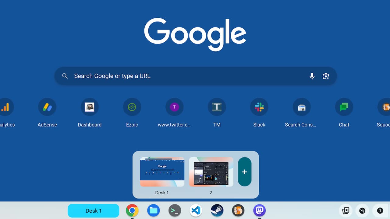 ChromeOS 116 adds a Virtual Desks button to the Chromebook Shelf