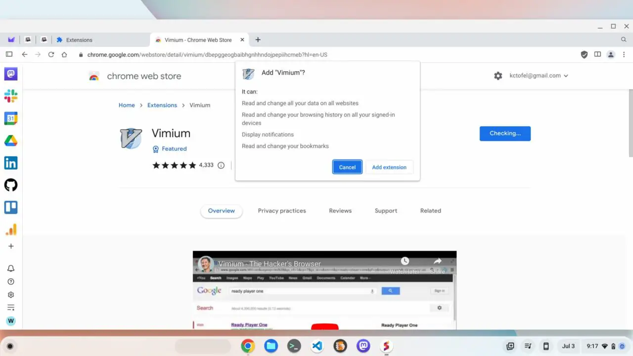 How to install Vimium to browse on a Chromebook with just a keyboard
