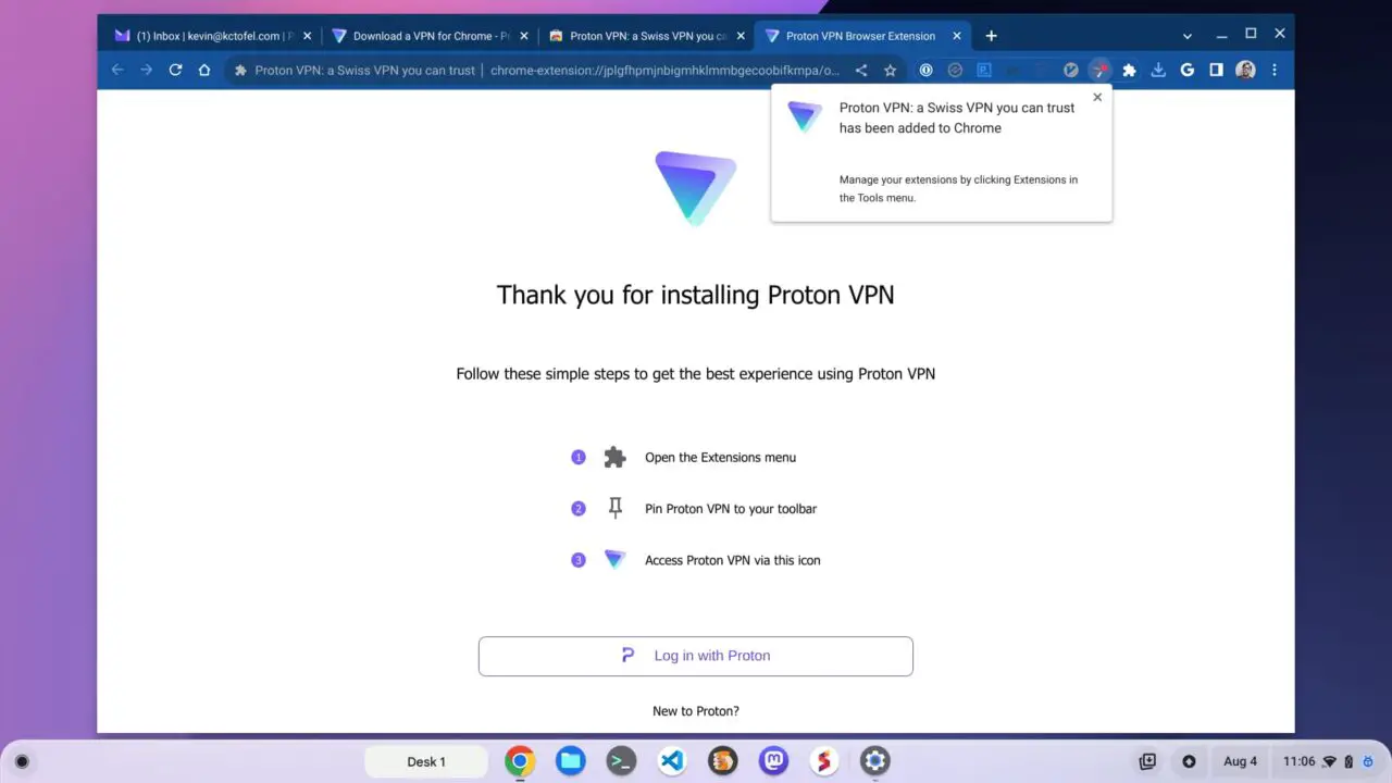 Use Proton VPN on a Chromebook with an extension