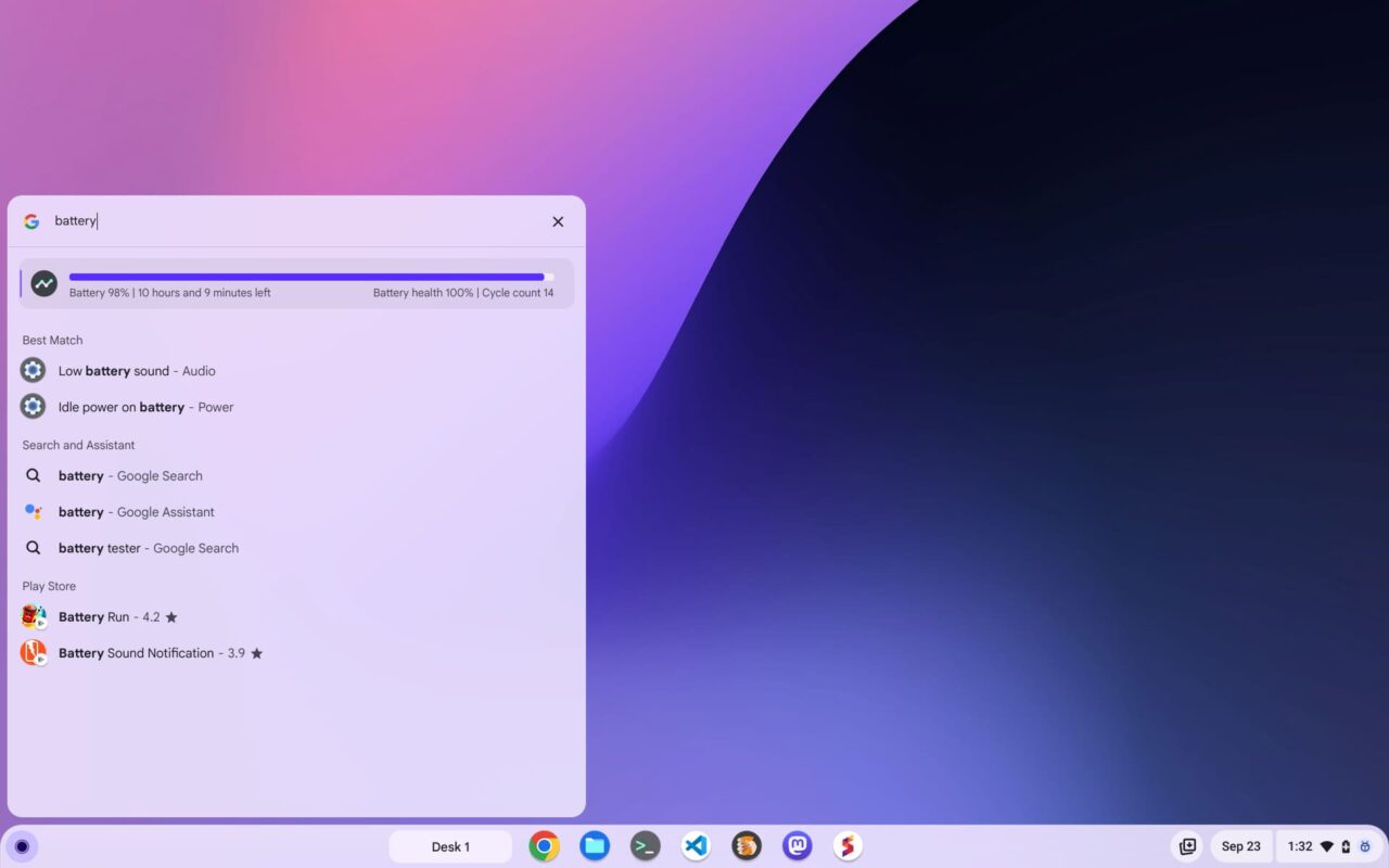 ChromeOS 118 brings Chromebook battery health diagnostics to the Launcher