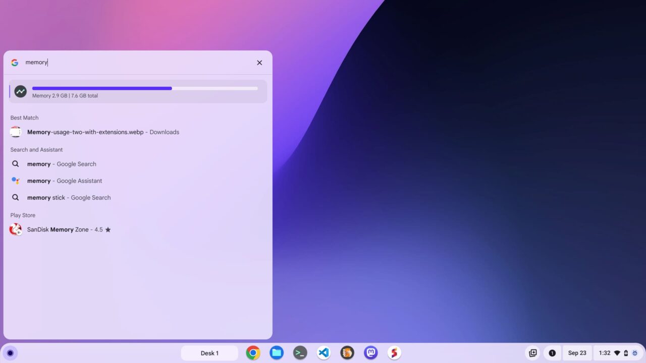 ChromeOS 118 brings Chromebook memory diagnostics to the Launcher