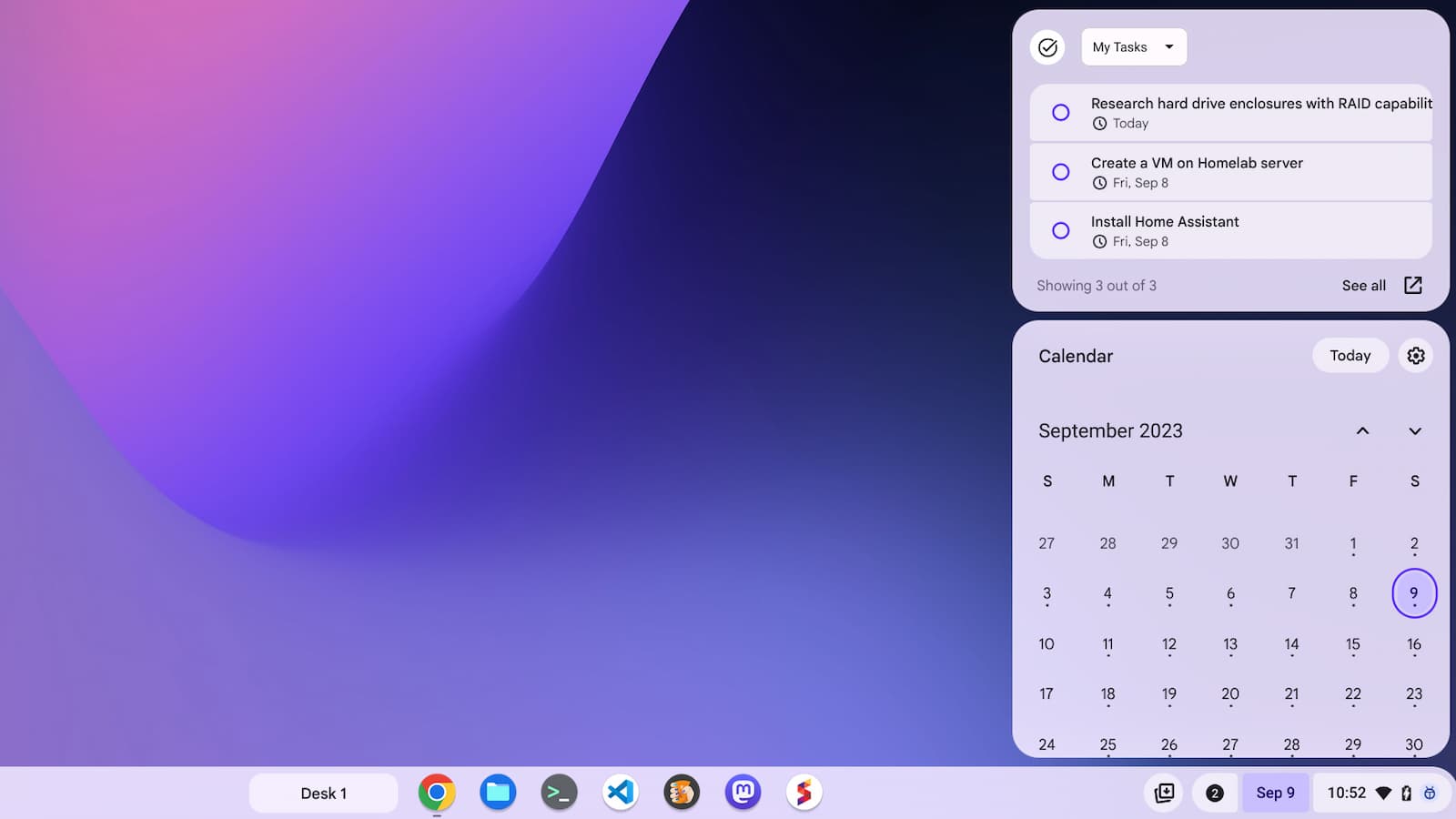 New Google Tasks glanceable shown off in ChromeOS 117