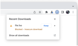 The Google Chrome 117 release warns you of insecure downloads
