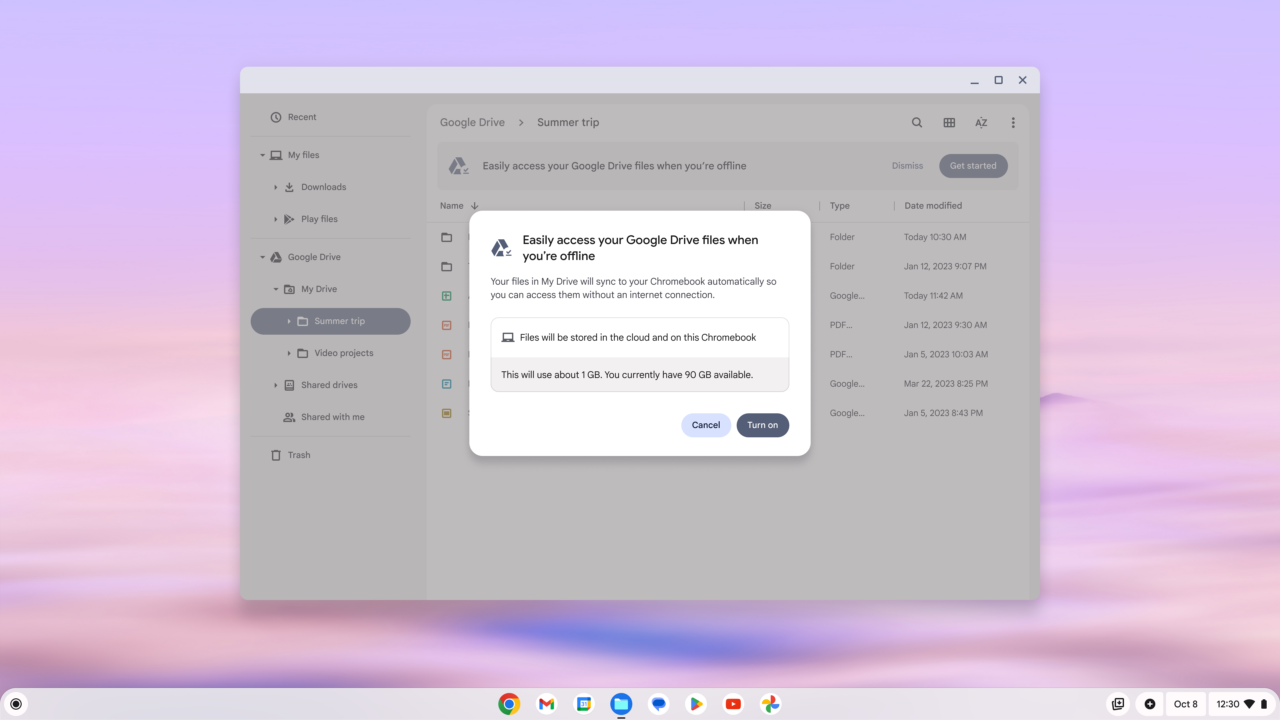 Offline file sync with Google Drive