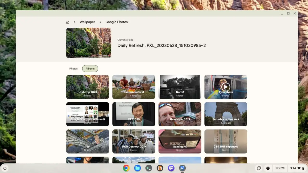 Select a Google Photos album to set your Chromebook wallpaper