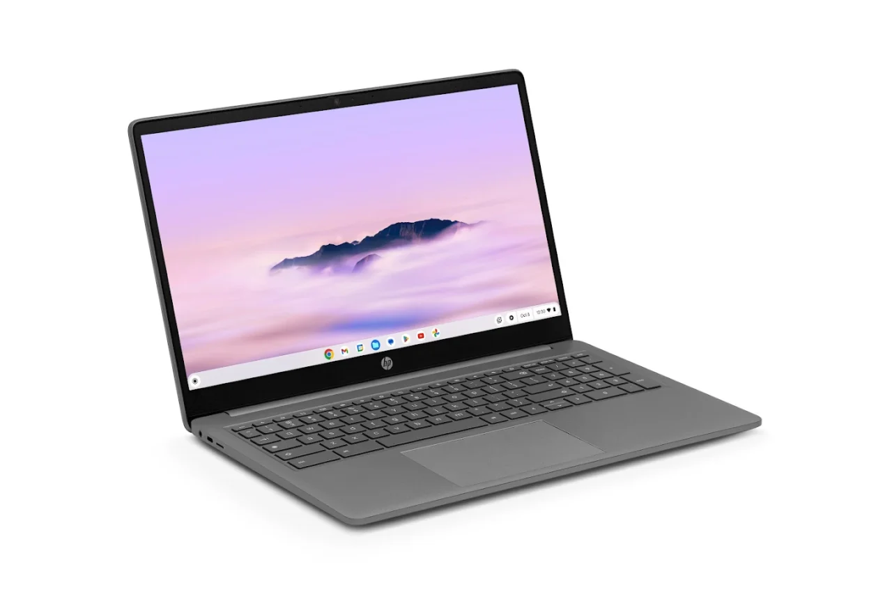 HP Chromebook Plus laptop front left