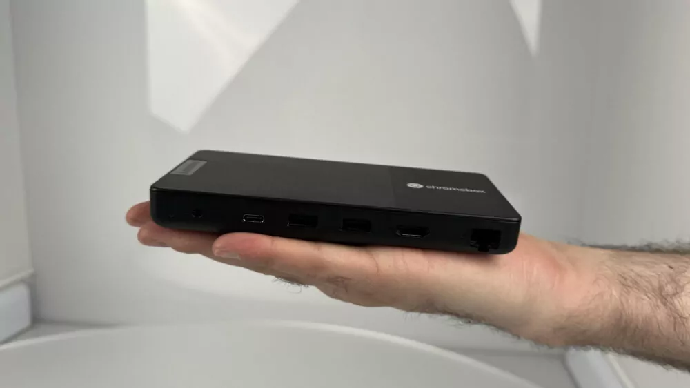 Lenovo Chromebox Micro in the hand