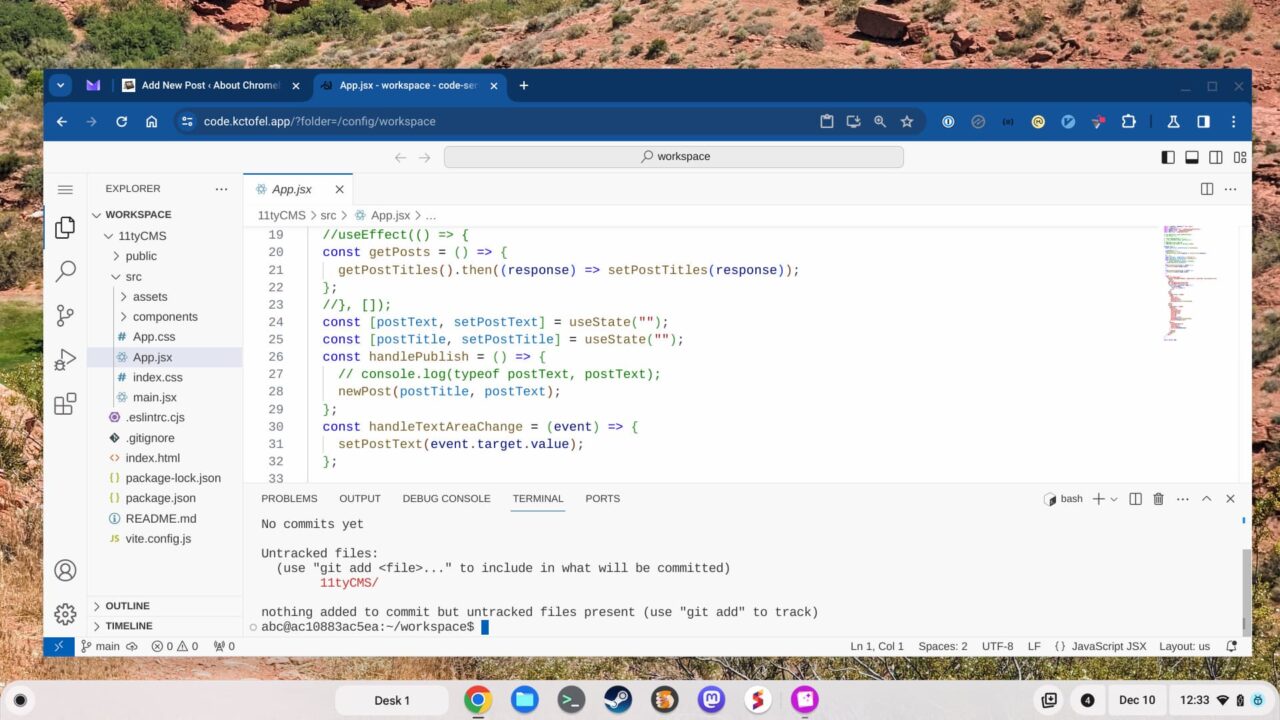 A home server and Chromebook can run VS Code in the browser