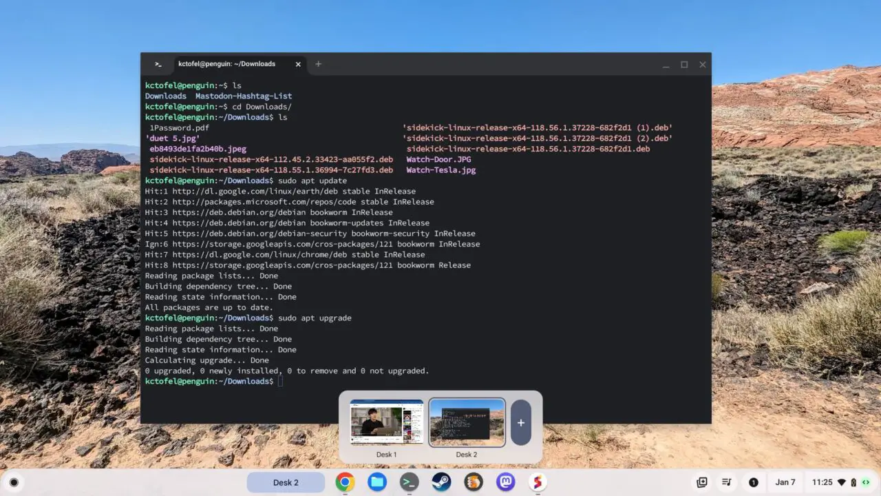 ChromeOS 120 adds a Virtual Desks button to a Chromebook