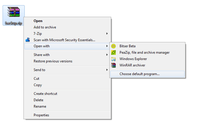 To rename the zip file right-click it and select Rename