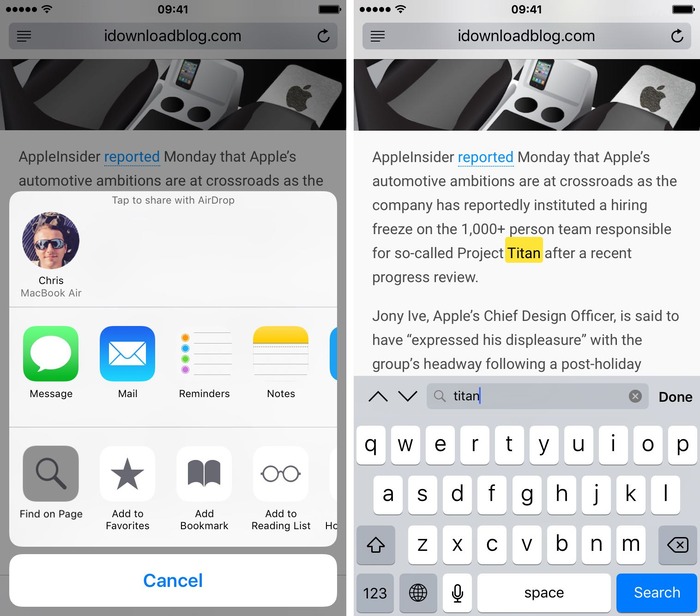 Locating Words on a Webpage in iOS 15 and Later