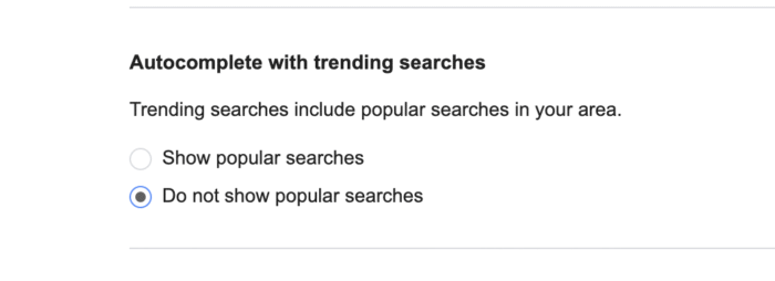 Disabling Trending Searches on Mobile Devices