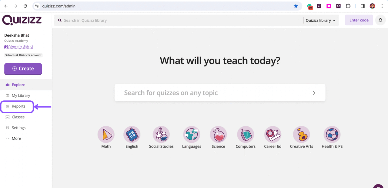 Key Dashboard Features In Quizizz