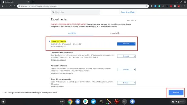 Steps to Enable Crostini GPU Support