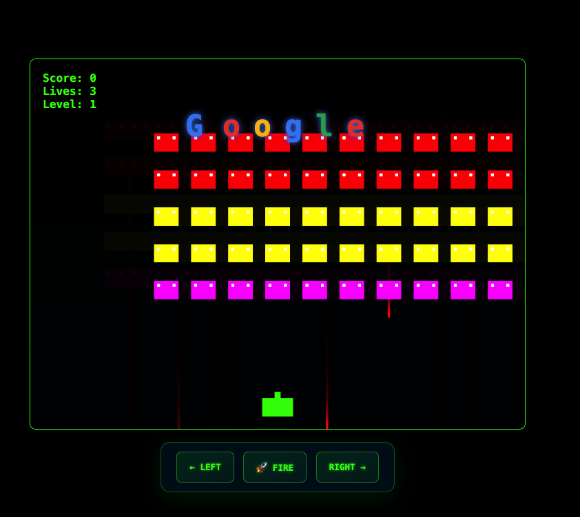 Space Invaders Google Easter Egg