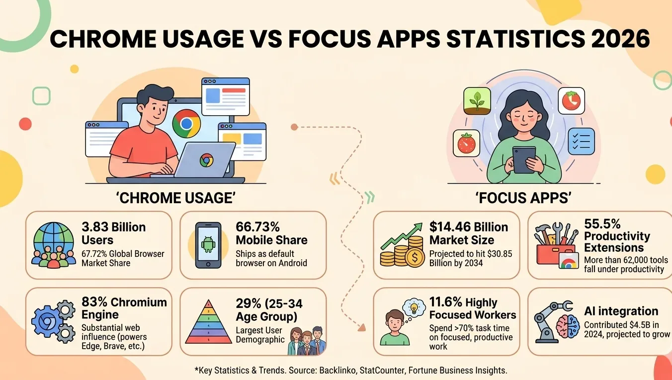 Chrome Usage VS Focus Apps Statistics 2026