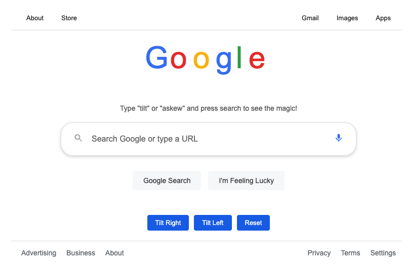 Google Askew/Tilt Easter Egg