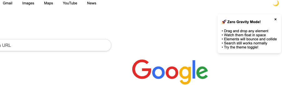 Google Space Floating Easter Egg
