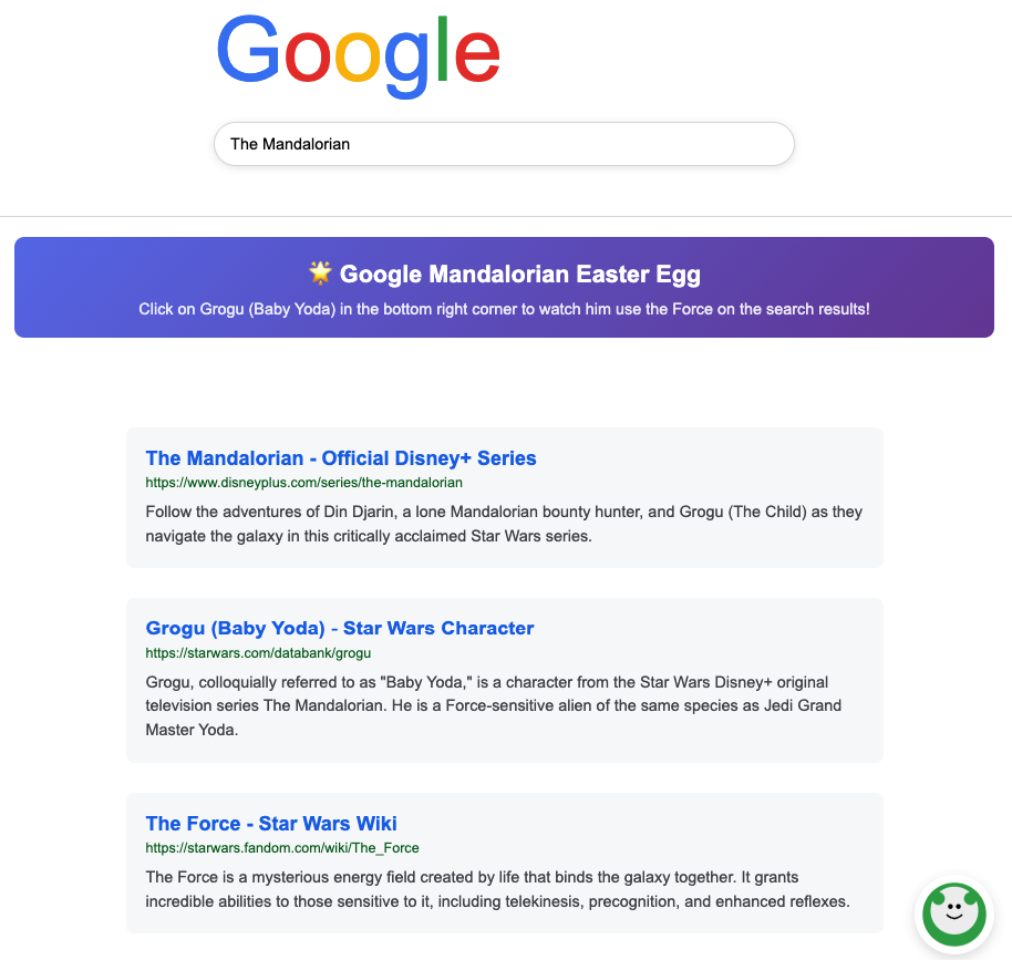 Google The Mandalorian Easter Egg