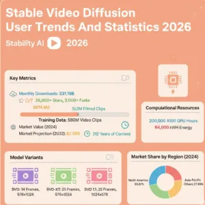 Chart showing Stable Video Diffusion user trends, adoption metrics, and AI video market growth for 2026.